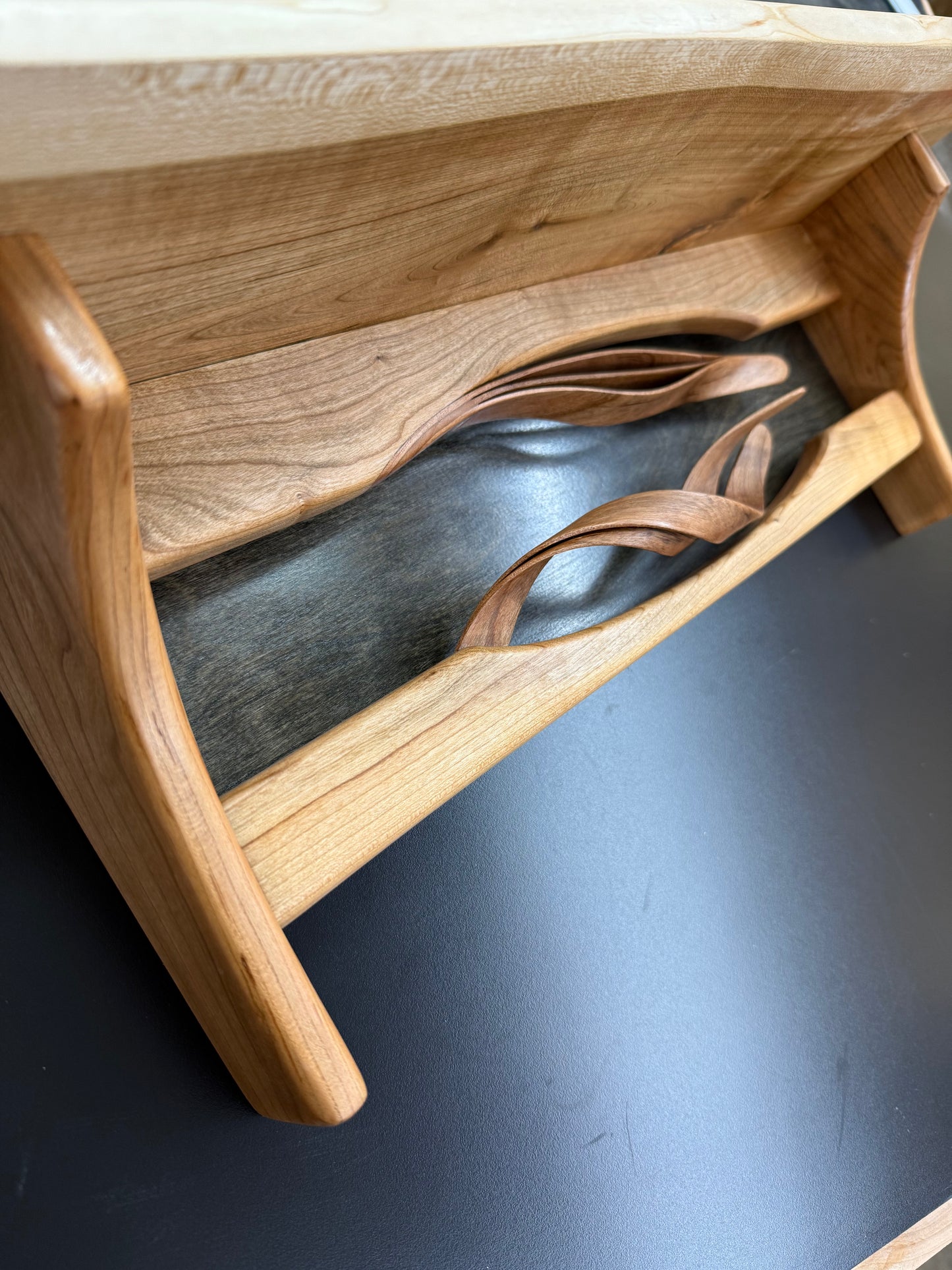 CHERRY SHELF WITH BENT WOOD ACCENTS