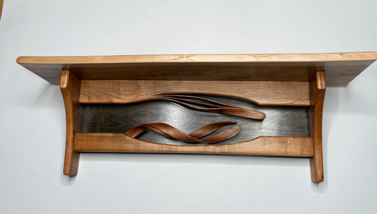 CHERRY SHELF WITH BENT WOOD ACCENTS